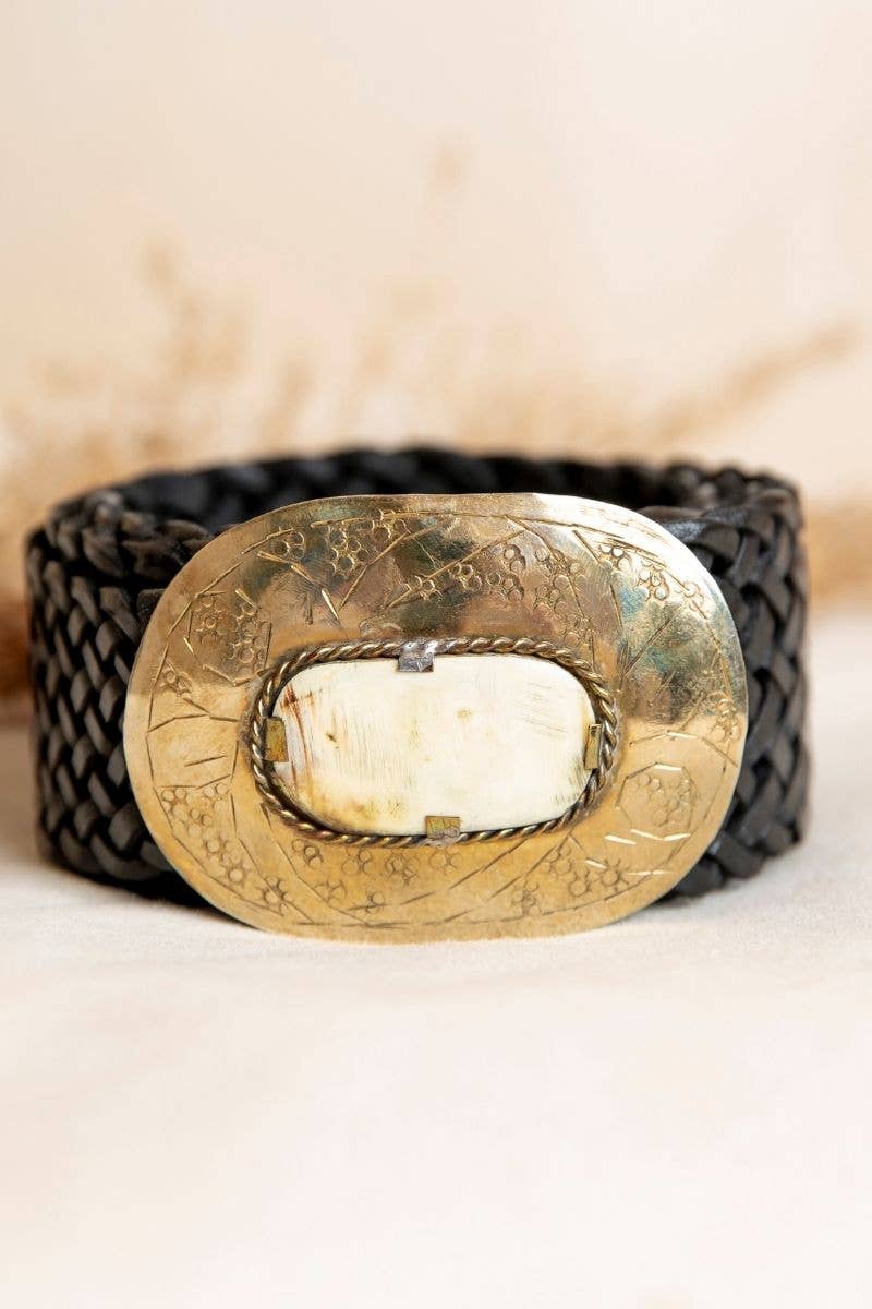 WIDE BLACK LEATHER BELT MERCURIO