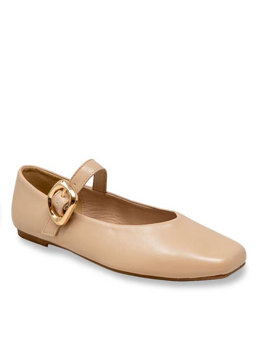 Charlotte-15 Ballet Flat with Sculptural Buckle Accent