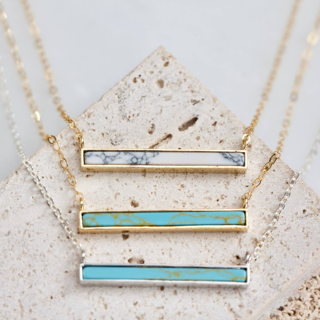 Turquoise Bar Necklace - Gold Filled, Sterling Silver