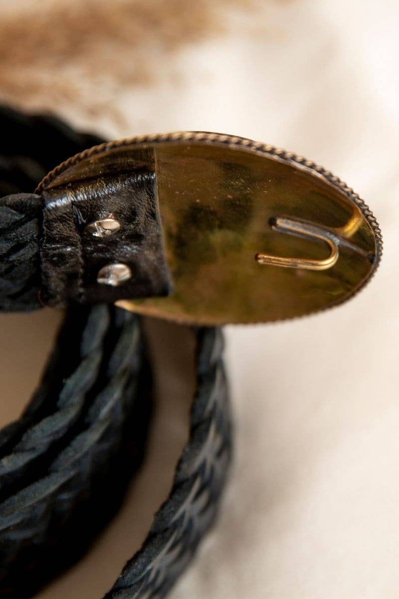 WIDE BLACK LEATHER BELT MERCURIO